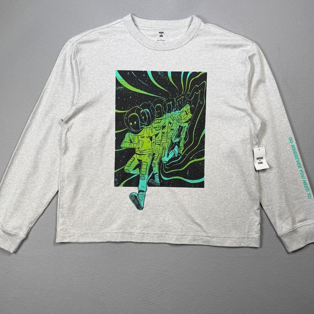 Mode of One Men's Relaxed Space Guy Graphic Cotton T-Shirt grey Large $50